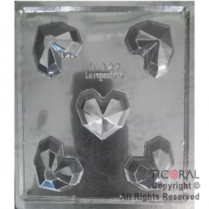 MOLDE PLACA 00B127 BOMBON CORAZON DIAMANTE 160X160MM APROX TRANSPARENTE x 10